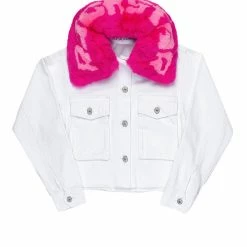 WOMENS JACKETS SKULL DENIM JACKET-WHITE