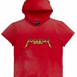 MENS HOODIES & SWEATSHIRTS Tops STORMY SHORT SLEEVE HOODIE-RED