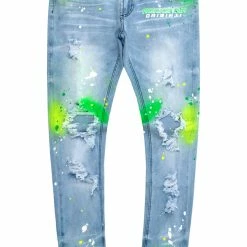 MENS JEANS SABLE PRINTED JEAN-YELLOW