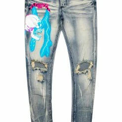 MENS JEANS Denim SAGE GRAPHIC PRINT JEAN-TEAL