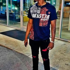 MENS TEES SKI GRAPHIC T-SHIRT-BLACK/RED Tops