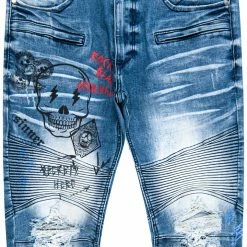 MENS JEANS SNOH PRINTED DENIM JEAN- BLACK/RED