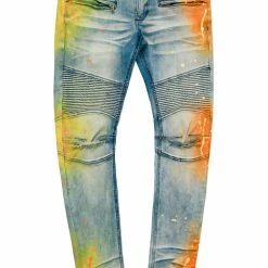 MENS JEANS STRAUD COLOR BLOCK SPRAYED JEAN- YELLOW Denim