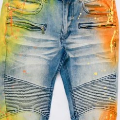 MENS JEANS STRAUD COLOR BLOCK SPRAYED JEAN- YELLOW Denim