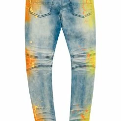 MENS JEANS STRAUD COLOR BLOCK SPRAYED JEAN- YELLOW Denim