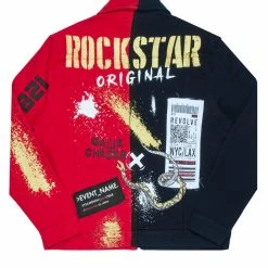 MENS DENIM JACKETS TITO PATCHWORK JACKET-RED