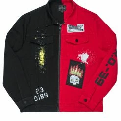 MENS DENIM JACKETS TITO PATCHWORK JACKET-RED