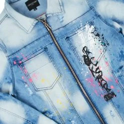 MENS TRACK SETS TOBI DENIM JACKET/TRACKPANT SET-RED