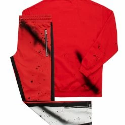 MENS TRACK SETS TOPPER PAINTER CREWNECK TRACK SET-RED