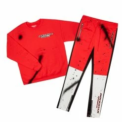 MENS TRACK SETS TOPPER PAINTER CREWNECK TRACK SET-RED