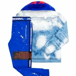 MENS TRACK SETS EVERETT DENIM JACKET/TRACKPANT SET-BLUE