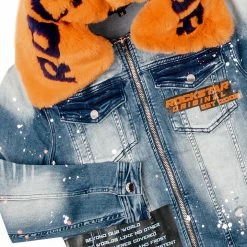 MENS TRACK SETS EVERETT DENIM JACKET/TRACKPANT SET-ORANGE