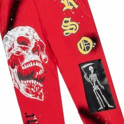 MENS TRACK SETS ROMAN DENIM JACKET/TRACKPANT SET-RED