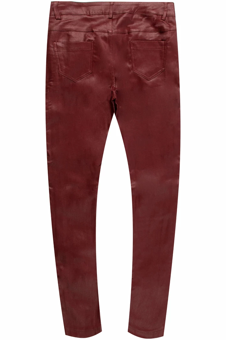 Wholesale ⭐ WOMENS PANTS THE TATE FAUX LEATHER ZIPPER PANT-BURGUNDY Best Seller 🔔 3 WOMENS PANTS THE TATE FAUX LEATHER ZIPPER PANT-BURGUNDY Best Seller