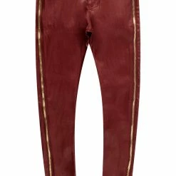 WOMENS PANTS THE TATE FAUX LEATHER ZIPPER PANT-BURGUNDY Best Seller