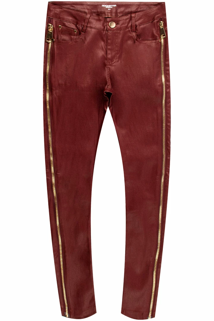 Wholesale ⭐ WOMENS PANTS THE TATE FAUX LEATHER ZIPPER PANT-BURGUNDY Best Seller 🔔 1 WOMENS PANTS THE TATE FAUX LEATHER ZIPPER PANT-BURGUNDY Best Seller