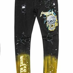 MENS JEANS TECCA PRINTED JEAN-BLACK/YELLOW