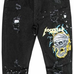 MENS JEANS TECCA PRINTED JEAN-BLACK/YELLOW