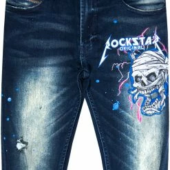 MENS JEANS Denim TECCA PRINTED JEAN-BLUE/FUCHSIA