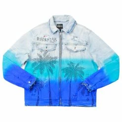 MENS DENIM JACKETS TOVI OMBRE CRYSTAL JACKET- BLUE