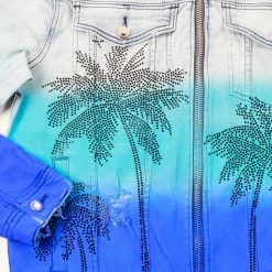 MENS DENIM JACKETS TOVI OMBRE CRYSTAL JACKET- BLUE