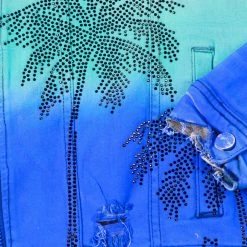 MENS DENIM JACKETS TOVI OMBRE CRYSTAL JACKET- BLUE