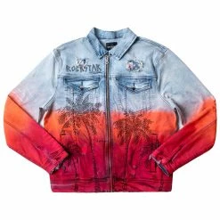MENS DENIM JACKETS TOVI OMBRE CRYSTAL JACKET- ORANGE
