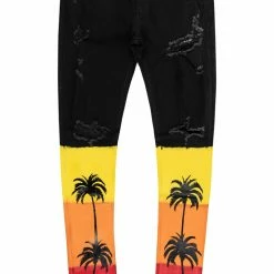 MENS JEANS TOVI OMBRE JEAN- BLACK/YELLOW Denim