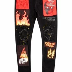 MENS JEANS Denim URI PATCHWORK JEAN-BLACK