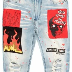 MENS JEANS Denim URI PATCHWORK JEAN-BLUE