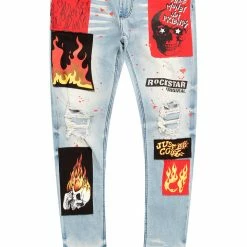 MENS JEANS Denim URI PATCHWORK JEAN-BLUE