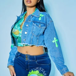 WOMENS JACKETS VALERIE DENIM JACKET-MED. WASH