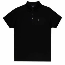 MENS KNITS VEDRA POLO T-SHIRT-BLACK Tops