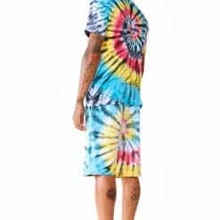 MENS SHORT SETS Track Sets VONHAM TIE DYE SHORT SET- BLK MULTI