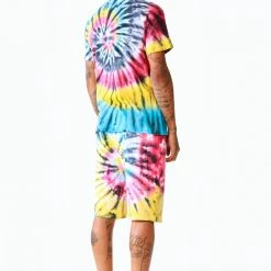 MENS SHORT SETS Track Sets VONHAM TIE DYE SHORT SET- BLK MULTI