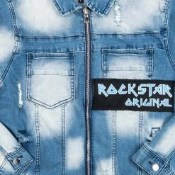 MENS DENIM JACKETS PANY PATCHWORK DENIM JACKET-BLUE