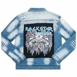 MENS DENIM JACKETS PANY PATCHWORK DENIM JACKET-BLUE