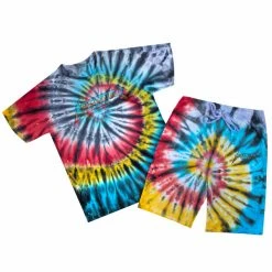 MENS SHORT SETS Track Sets VONHAM TIE DYE SHORT SET- BLK MULTI