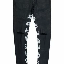 MENS JEANS Denim ZIRO PRINTED JEAN-BLACK/WHITE