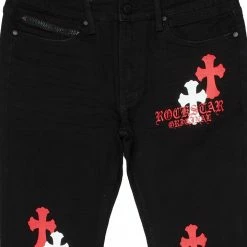 MENS JEANS Denim Jacques Red/White Flare Jean