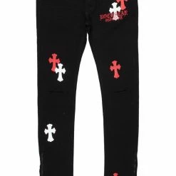 MENS JEANS Denim Jacques Red/White Flare Jean