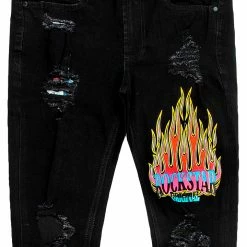 MENS JEANS YORK PRINTED JEAN-BLACK/PINK Denim