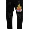 MENS JEANS YORK PRINTED JEAN-BLACK/PINK Denim