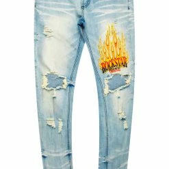 MENS JEANS Denim YORK PRINTED JEAN-BLUE