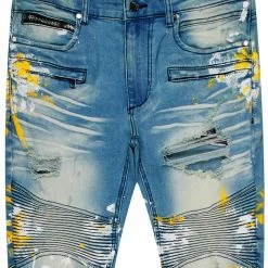 MENS JEANS ZAYDEN BIKER PAINTER JEAN-YELLOW