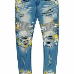 MENS JEANS ZAYDEN BIKER PAINTER JEAN-YELLOW