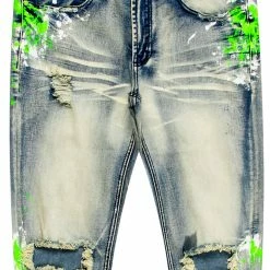 MENS JEANS ZAYDEN 5 POCKET PAINTER JEAN-GREEN Denim