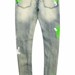 MENS JEANS ZAYDEN 5 POCKET PAINTER JEAN-GREEN Denim