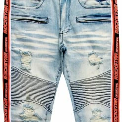MENS JEANS Denim ZAVI TAPED JEAN-BLUE/ORANGE