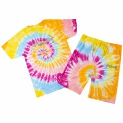 MENS SHORT SETS ZEPPLIN TIE DYE SHORT SET-ORG/PINK Track Sets